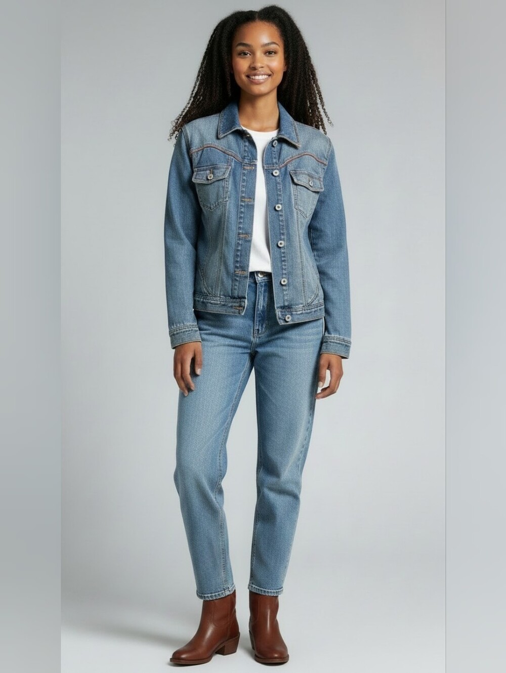 Indigo Palms women's light-wash denim jean jacket - Large - Picture 8 of 8